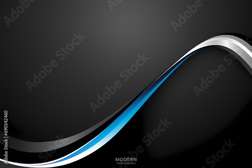 Abstract Black Background. colorful wavy design wallpaper. creative graphic 2 d illustration. trendy fluid cover with dynamic shapes flow.