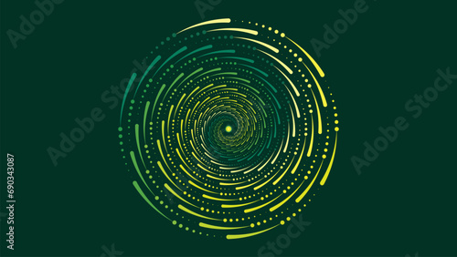 Abstarct spiral round green layer vortex style background in deep green. This creative style background can be used as a banner or wallpaper.