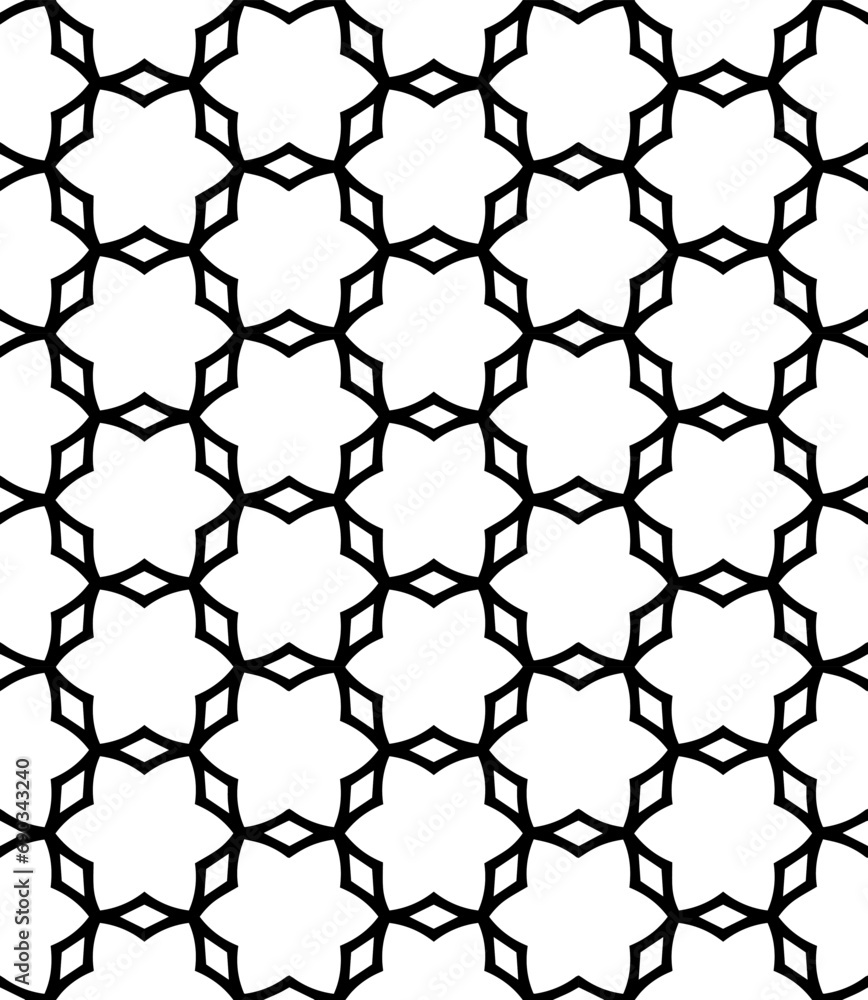 Fototapeta premium Black and white seamless abstract pattern. Background and backdrop. Grayscale ornamental design. Mosaic ornaments. Vector graphic illustration. EPS10.
