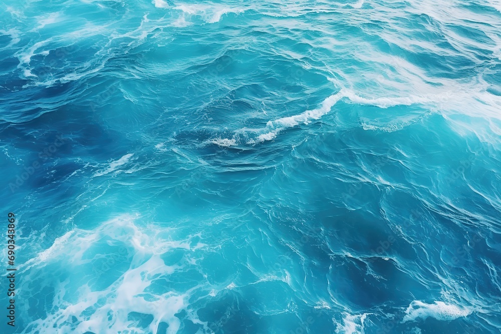 Top view of blue foamy sea surface, open sea from above, seething turquoise waves top shot ocean texture, background image Generative AI Top view of blue foamy sea surface, open sea from above, seething turquoise waves top shot ocean texture, background image Generative AI