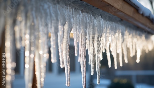 Icicles Hanging From the Roof of a House
