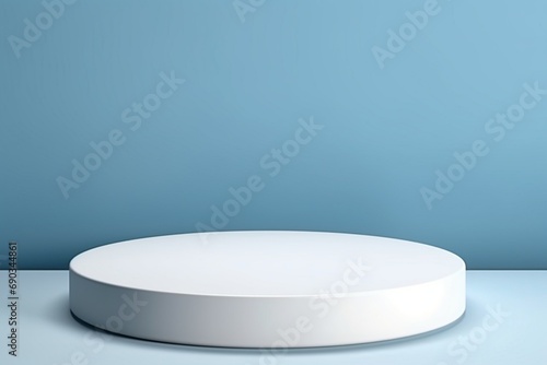 white cosmetic container on blue background