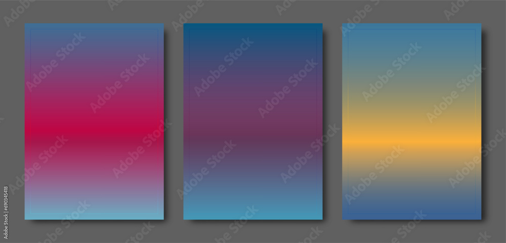 Naklejka premium A set of sunset or sunrise gradients. Template for the design.