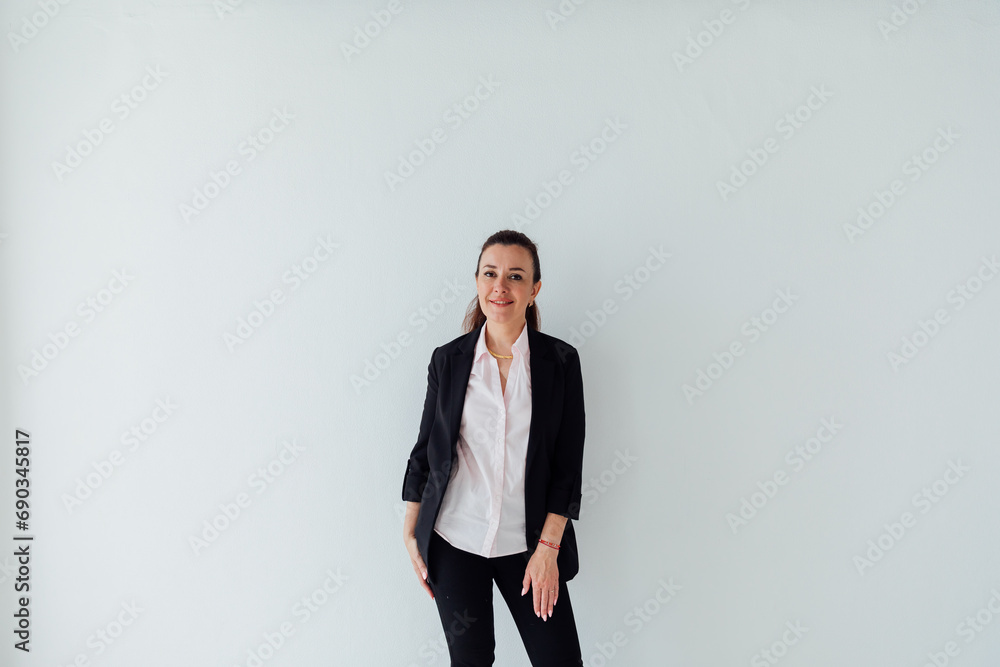 Portrait of a woman 40 years old on a white background Portrait of a woman 40 years old on a white background