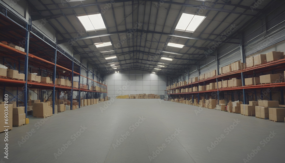 impressive factory warehouse with boxes