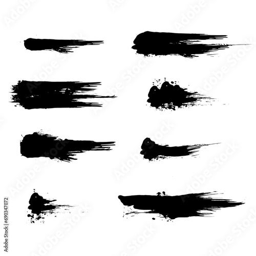 和風素材　筆で描かれた線のイラストセット　ベクター