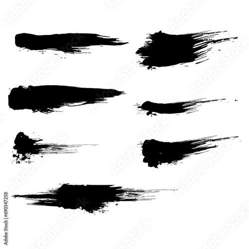 和風素材　筆で描かれた線のイラストセット　ベクター