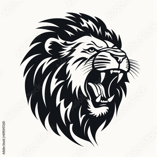 monochrome stencil  roaring lion head created with Generative Ai