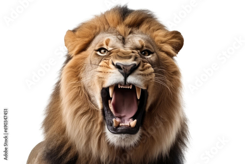 Portrait of a roaring lion - Isolated, no background photo