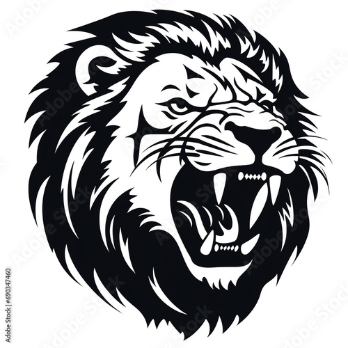monochrome stencil, roaring lion head created with Generative Ai