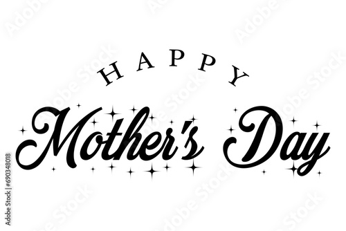 Happy Mother s Day hand drawn lettering vector illustration.