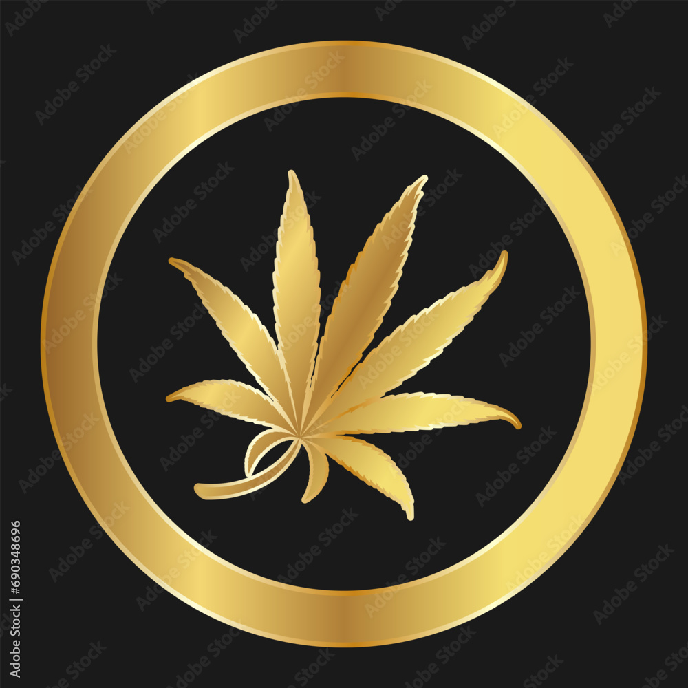 Leaf of cannabis gold icon for advertising, banners, leaflets and flyers Leaf of cannabis gold icon for advertising, banners, leaflets and flyers