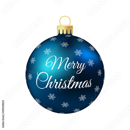 Dark blue Christmas tree toy or ball Volumetric and realistic color illustration