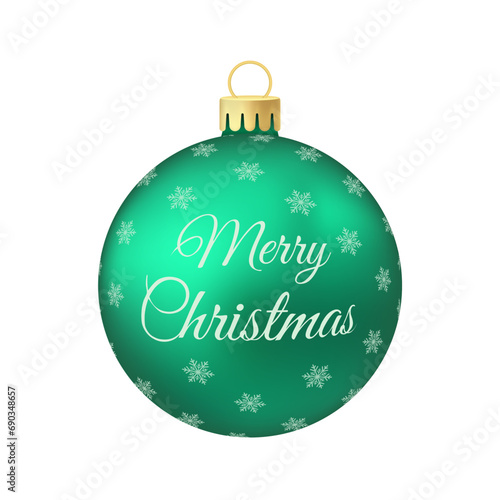 Green menthol Christmas tree toy or ball Volumetric and realistic color illustration