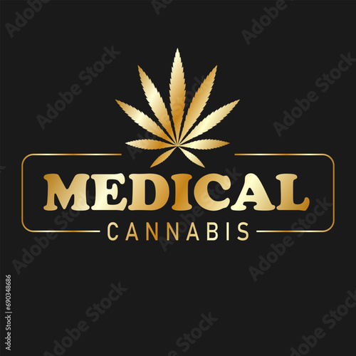 Leaf of cannabis gold icon for advertising, banners, leaflets and flyers