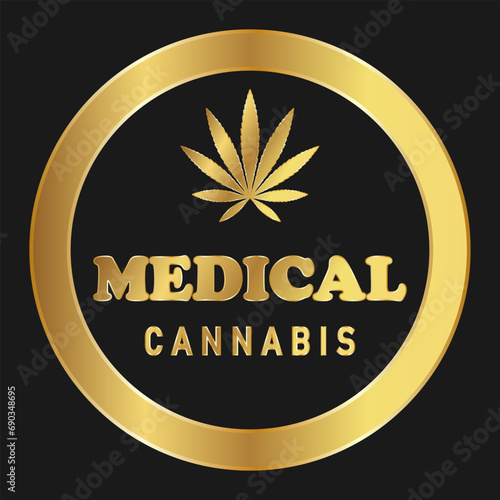 Leaf of cannabis gold icon for advertising, banners, leaflets and flyers