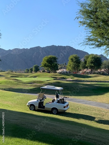 A golf cart outside