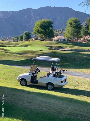 A golf cart outside