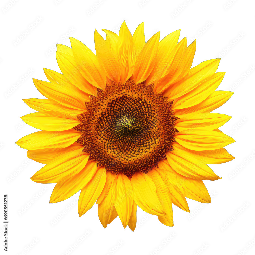 Fototapeta premium Sunflower yellow flower isolated on transparent or white background, png