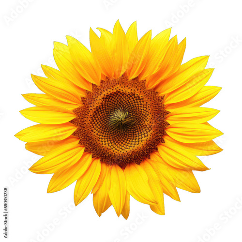 Sunflower yellow flower isolated on transparent or white background, png