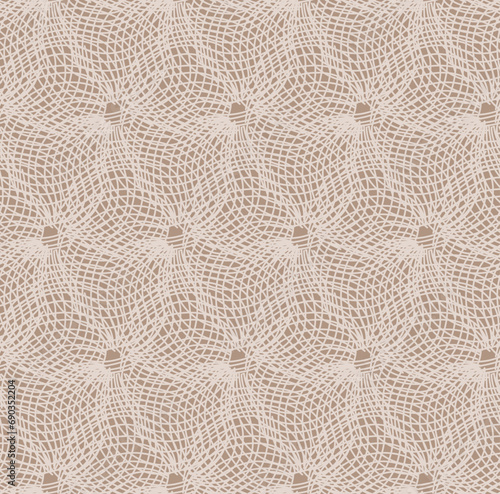 Endless beige lacy gauze texture with 3D effect
