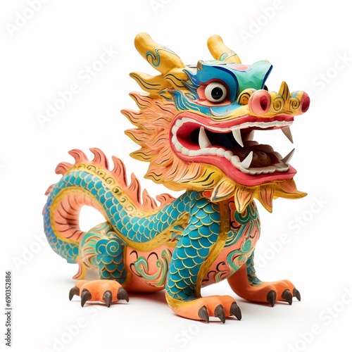 Colorful traditional Chinese dragon isolated on white background.