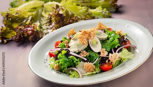 vegetable salad with meat suitable as a background for a banner