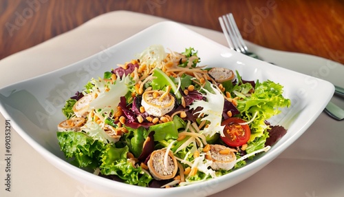 vegetable salad with meat suitable as a background for a banner