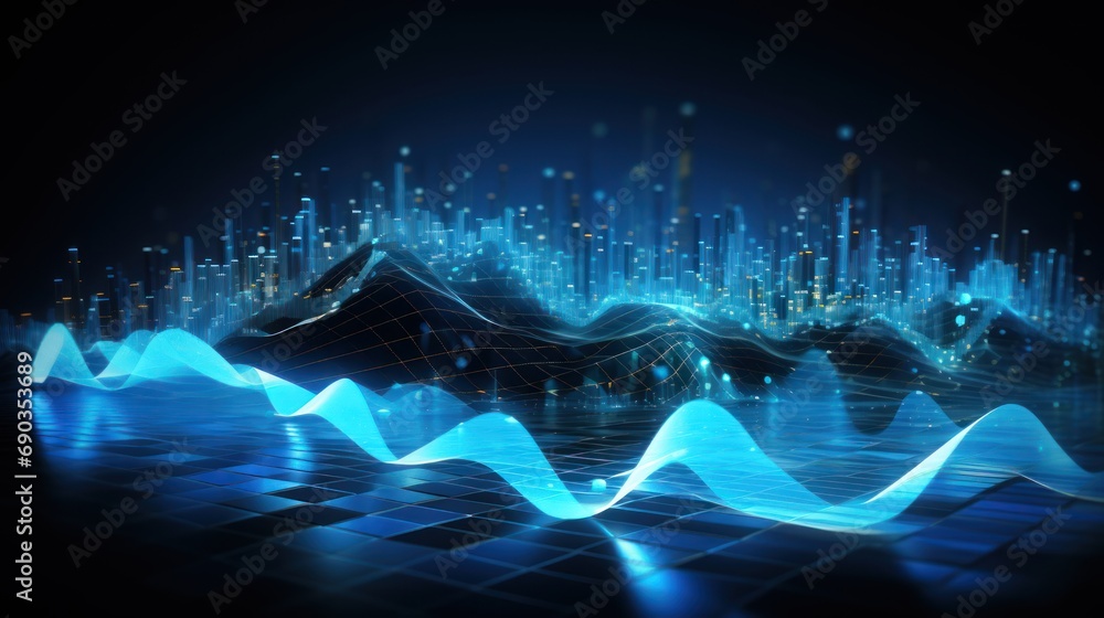 Futuristic Waves showing evolved IT Technology Background Futuristic Waves showing evolved IT Technology Background