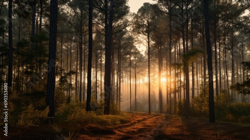 spruce forest at sunset © Светлана Канунникова