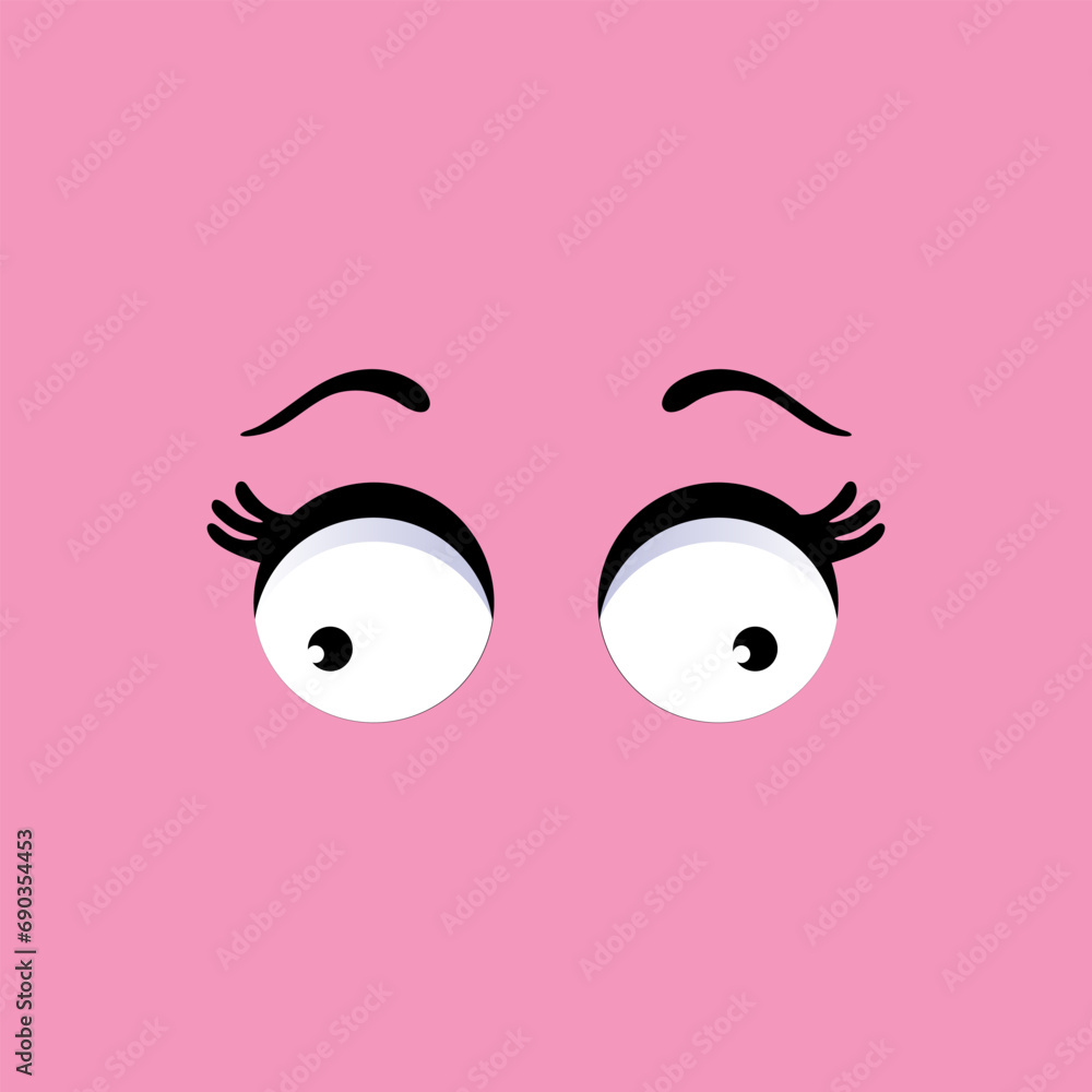 Cartoon eyes. Funny eye expression. Comic facial character caricature. Eye emotion of human, or animal. Isolated vector illustration.