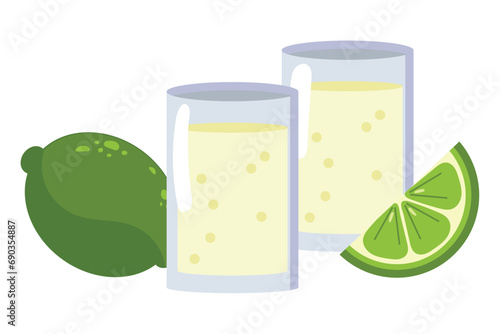 caipirinha glass and lime