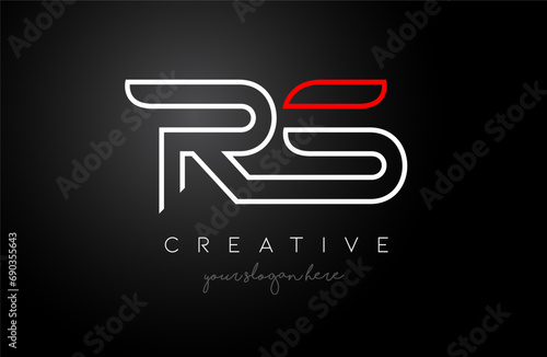 Minimalist RS rs letter logo design made of white monogram lines. Letter idea for personal or business use vector illustration.
