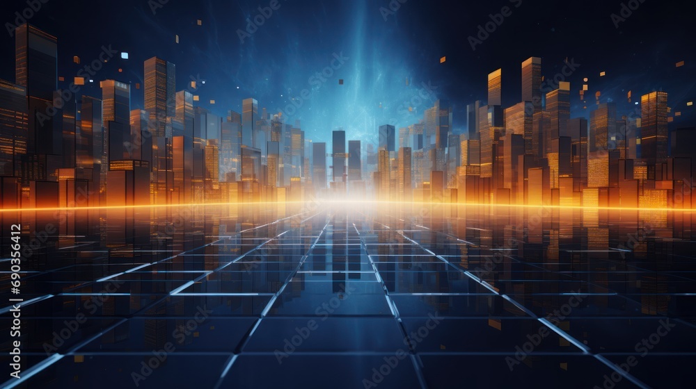 Fototapeta premium Big Data Integration in Abstract Beautiful Digital World