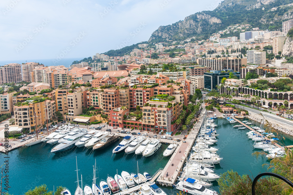 Monte Carlo buildings and marina view Monaco.