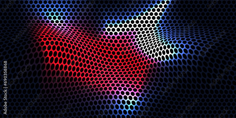 Dark hexagon abstract technology background with blue and pink colored ...