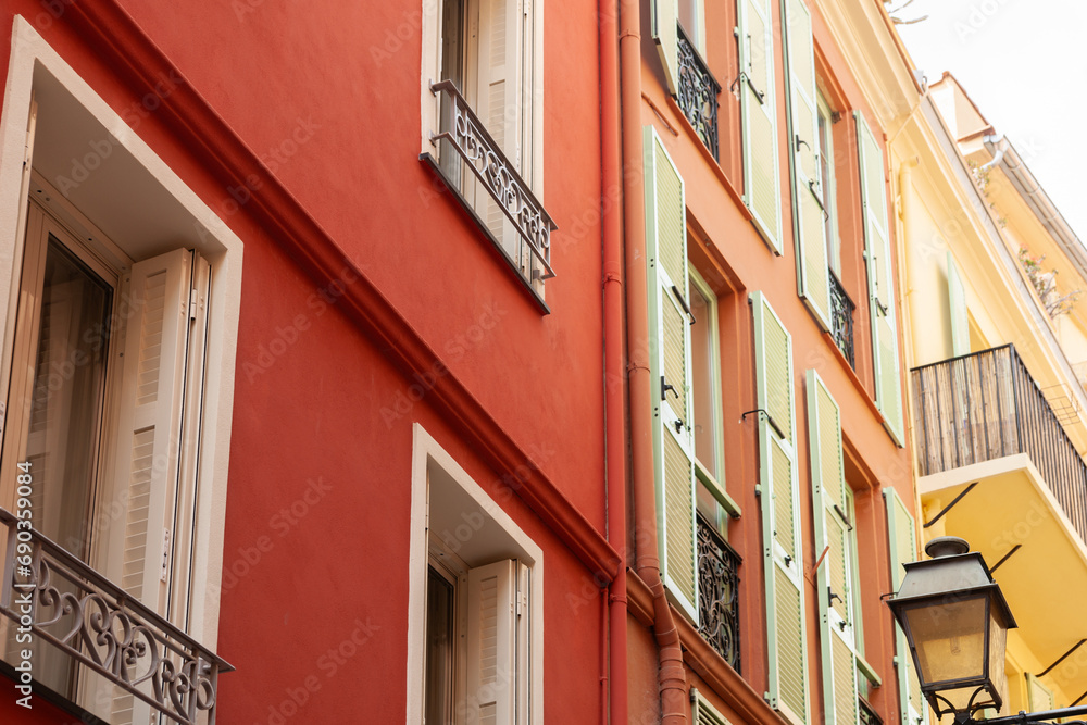 Typical European residential city building facade.
