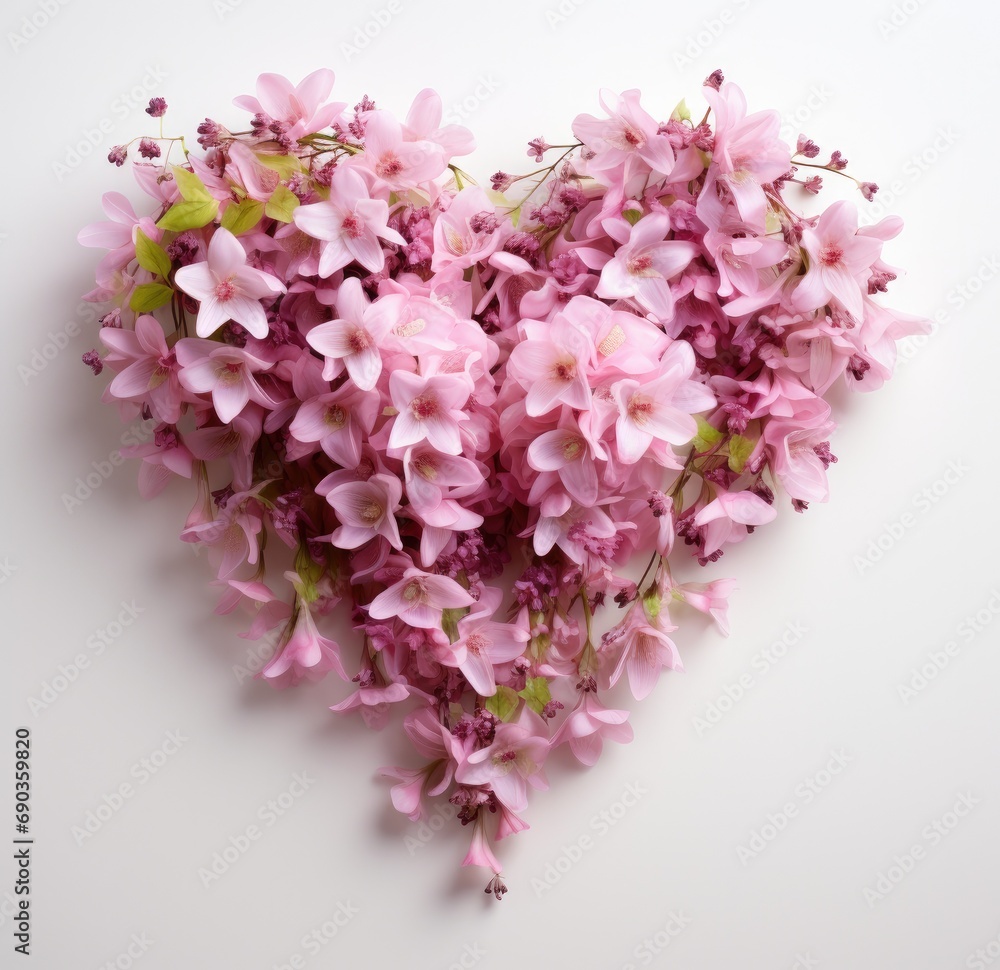 a bouquet of pink gillyflower in shape of a heart