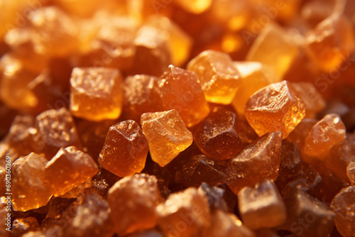 Orange, amber color of raw dried gum arabic pieces photo