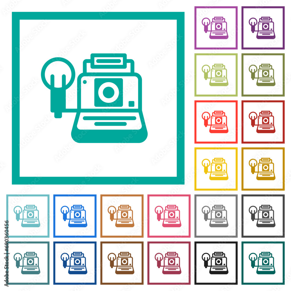 Fototapeta premium Retro camera flat color icons with quadrant frames