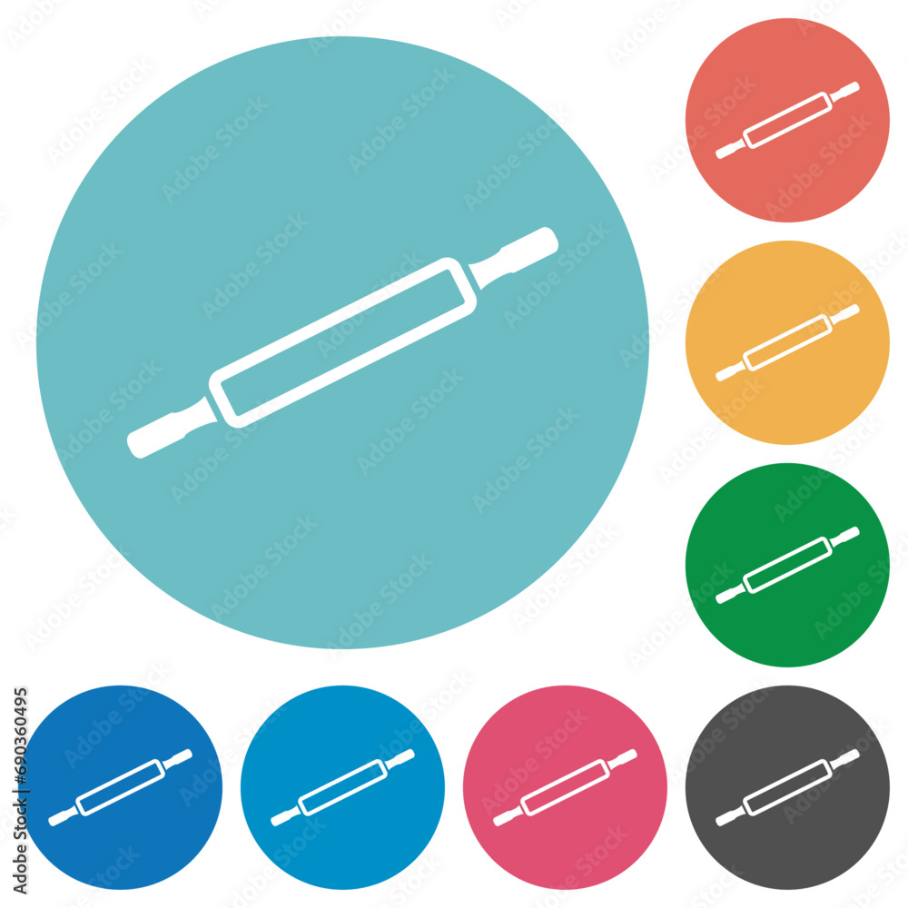Rolling pin outline flat round icons Rolling pin outline flat round icons