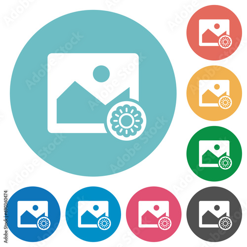 Image brightness flat round icons