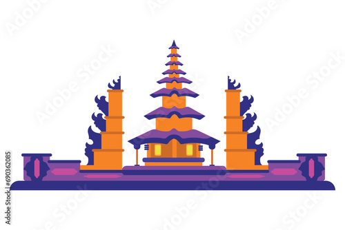 ulum danu and pura luhur lempuyang temples illustration photo