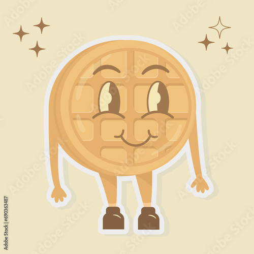 A sticker with a naughty groovy waffle