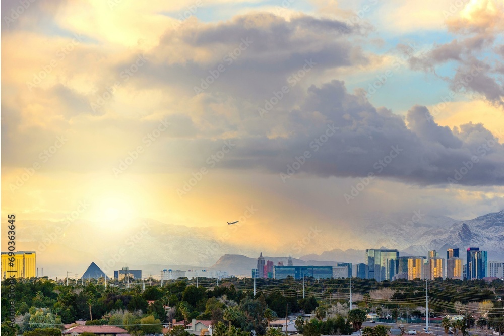 4K Image: Moody Las Vegas Cityscape on the Strip in the Evening