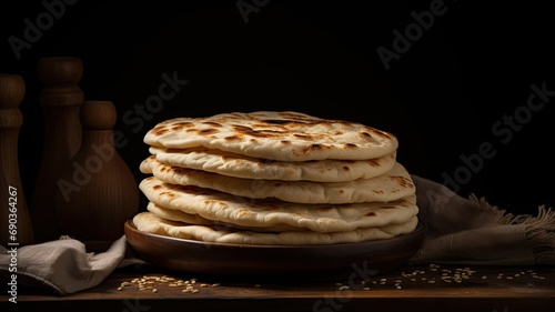 Wallpaper Mural Greek pita bread or flatbread in exquisite detail, with a focus on minimalist and modern composition. Torontodigital.ca