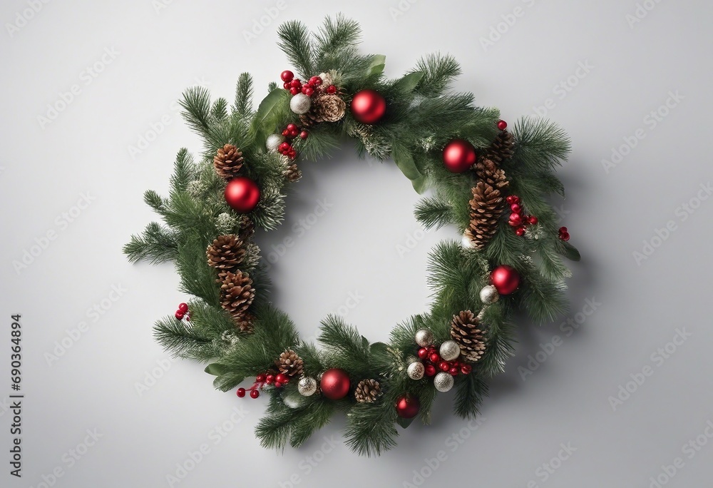 Christmas wreath isolated on white Watercolor wreath with metallic for christmas banner Christmas wreath isolated on white Watercolor wreath with metallic for christmas banner