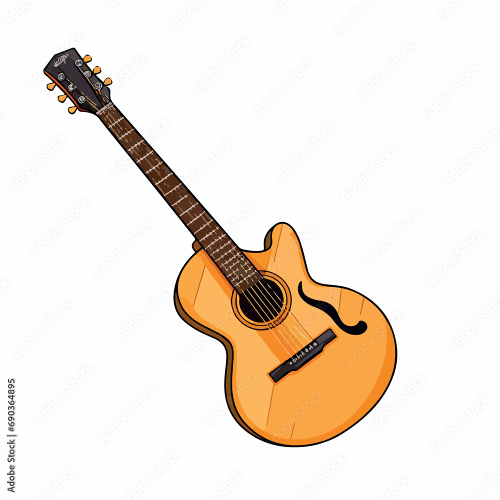 guitar instrument flat vector illustration. guitar instrument hand drawing isolated vector illustration