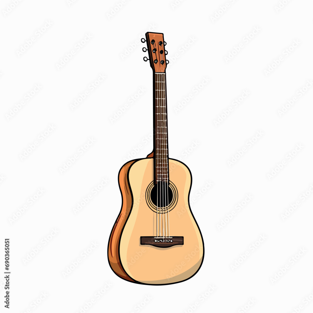 guitar Music instrument flat vector illustration. guitar Music instrument hand drawing isolated vector illustration