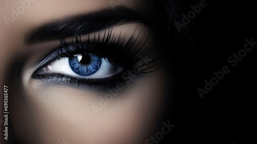 Close-up of a woman s eye with skillful makeup. Fashion or cosmetics concept. Illustration for cover  postcard  interior design or print.